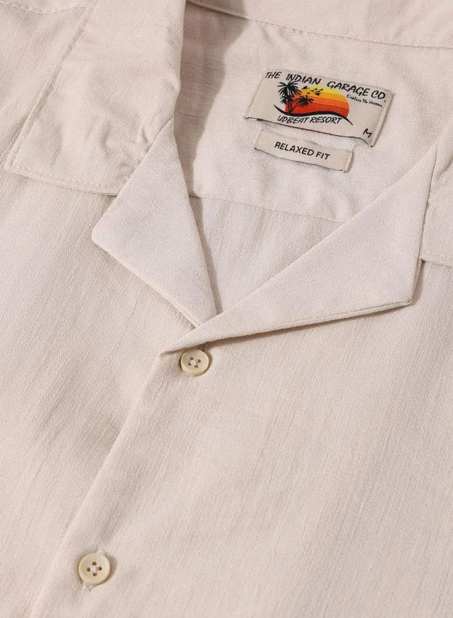 The Indian Garage Co Men Relaxed Fit Embroided Round Neck Half Sleeves Shirt